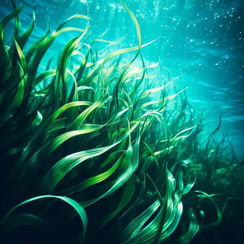 Conjunto de algas, plantas marinhas subaquáticas, conchas. imagem