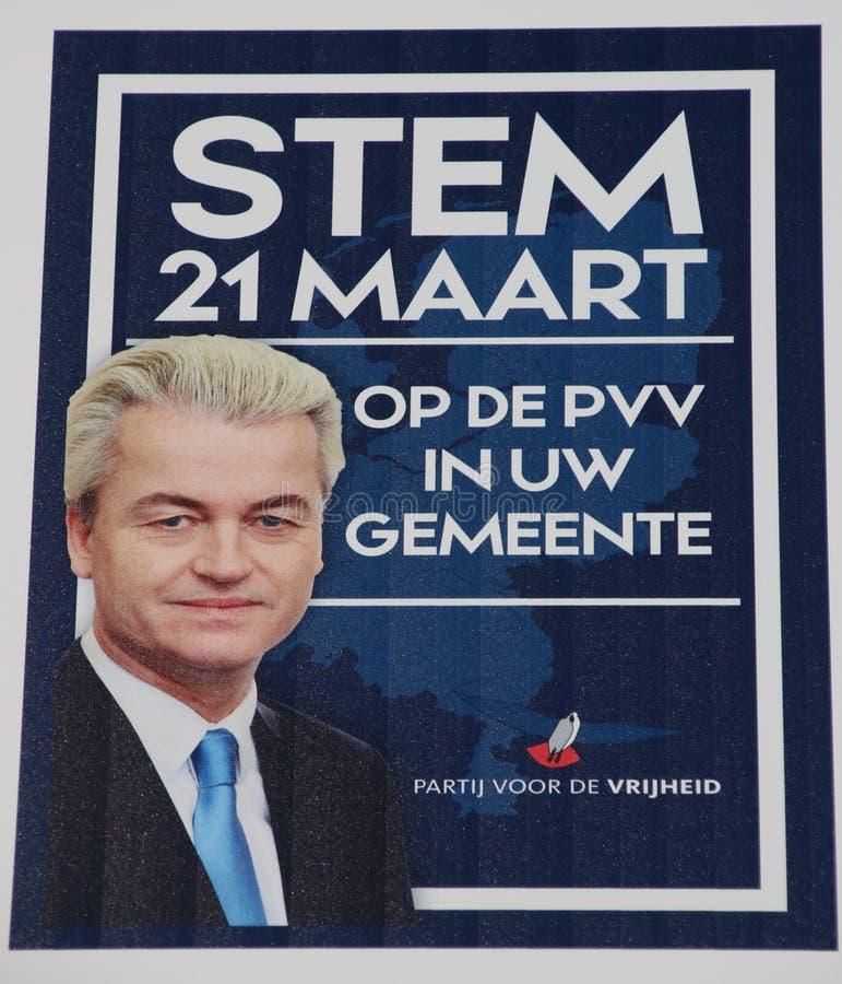 Algemene verkiezingenaffiche van de veel rechtse partij PVV van Geert Wilders royalty-vrije stock afbeelding Algemene verkiezingenaffiche van de veel rechtse partij PVV van Geert Wilders royalty-vrije stock afbeelding
