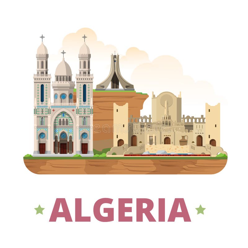 Algeria Country Design Template Flat Cartoon Style Stock Vector