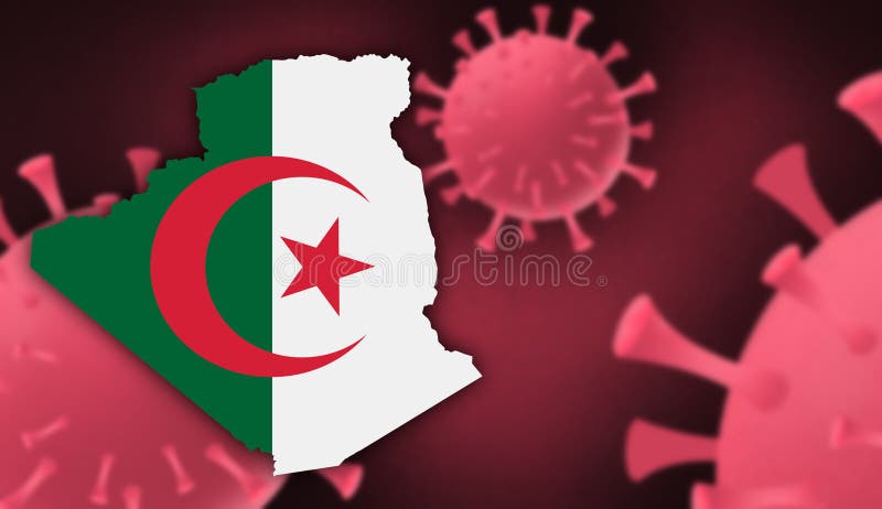 Algeria map with flag pattern on corona virus update on corona virus background, space for add text,information,report new case vector illustration