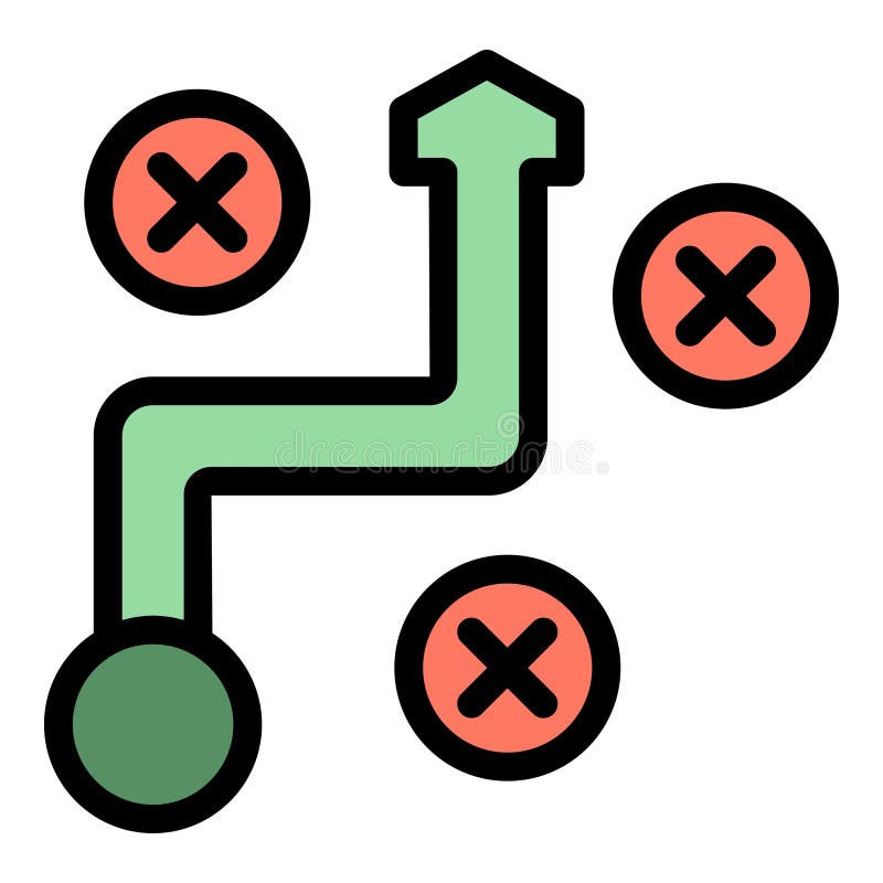 Algorithm avoiding obstacles with cross marks showing errors royalty free illustration