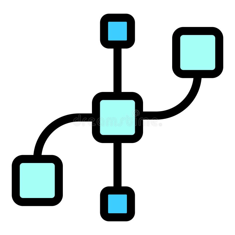 Algorithm connecting squares with lines showing data flow royalty free illustration