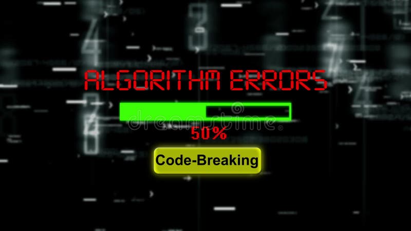 Algorithm errors code breaking. Concept. Computer binary program code video