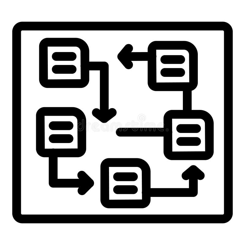 Algorithm flowchart showing data processing with arrows stock illustration