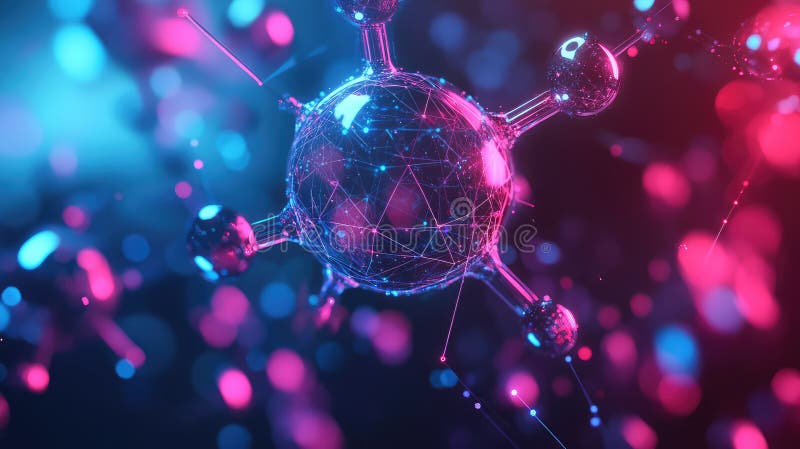 Algorithm glitching molecule stock illustration