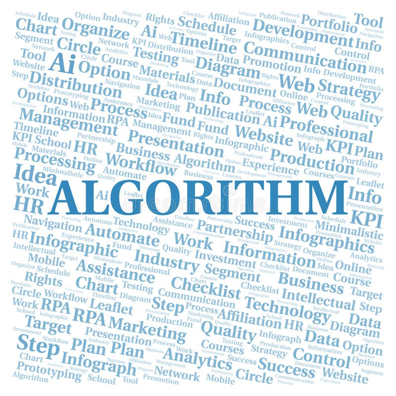 Algorithm Typography Word Cloud Create with the Text only. Stock ...