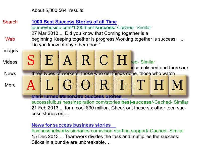 Search algorithms formed in a crossword puzzle with search result background. Search algorithms formed in a crossword puzzle with search result background.