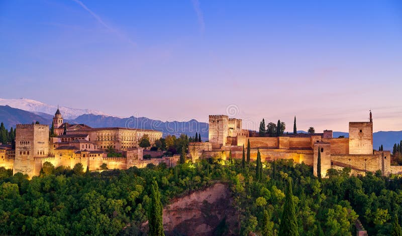 Alhambra sunset in Granada of Spain royalty free stock image Alhambra sunset in Granada of Spain royalty free stock image