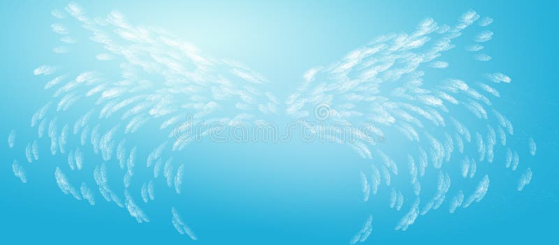 Ali astratte di angelo in cielo blu illustrazione di stock Ali astratte di angelo in cielo blu illustrazione di stock