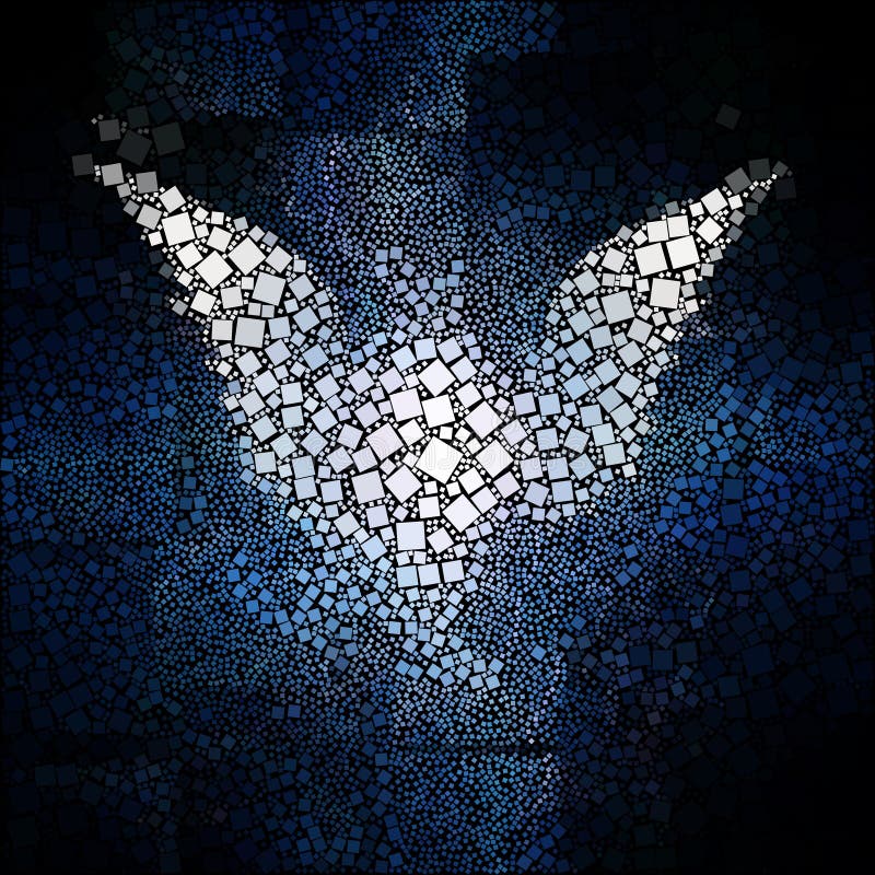 Winged being. Abstract squarish pattern. Winged being. Abstract squarish pattern