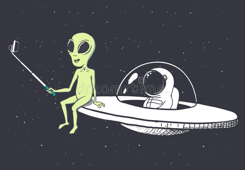 Vetores de Astronauta De Desenho Animado E Alienígena Verde Tirando Selfie  Juntos e mais imagens de Amizade - iStock