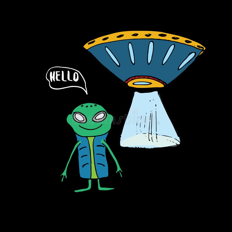 Vetores de Aliens E Ovnis Desenhados À Mão Espaçonaves Alienígenas De  Desenho Animado Fofo Doodles E Ilustração Vetorial De Letras e mais imagens  de Alienígena - iStock