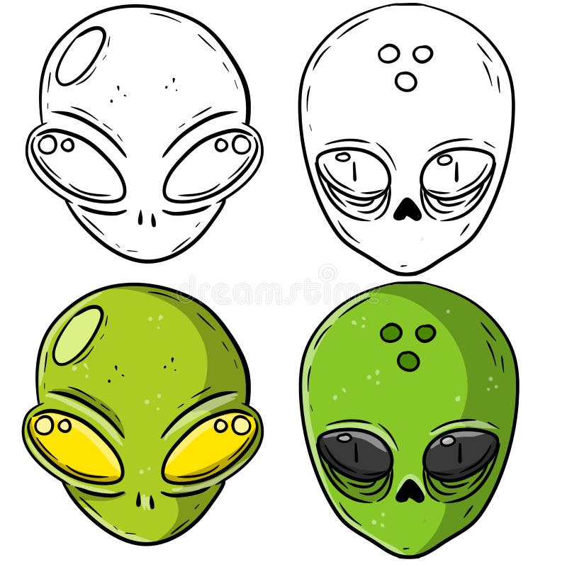 Alienígena. Monstro Extraterrestre Com Cabeça Verde E Olhos Grandes.  Marciano E UFO. Criatura Espacial E Visitante. Cone De Ficção Científica.  Ilustração Plana De Desenhos Animados Em Círculo Royalty Free SVG,  Cliparts, Vetores