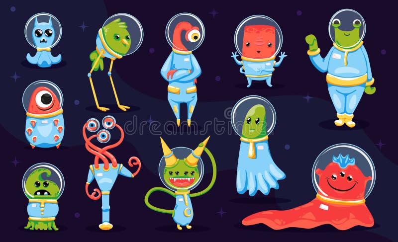 Conjunto De Caracteres Alienígenas De Desenho Animado Ilustração do Vetor -  Ilustração de bizarra, besta: 229853162