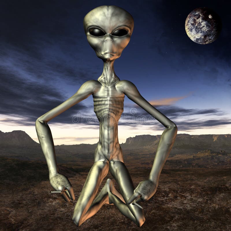 Desenho animado Grey Alien Apontando - Stockphoto #8663588