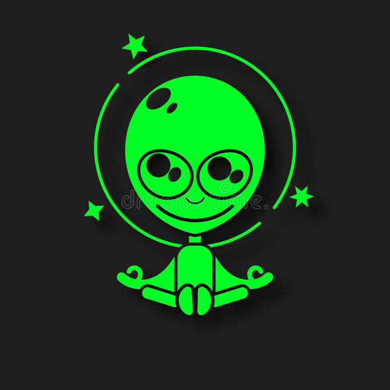 Alien Flat Green Icon For Your Project Vector stock illustration