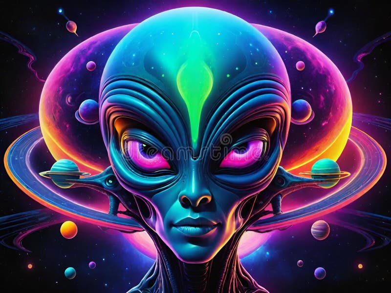 Alien head and a star royalty free illustration