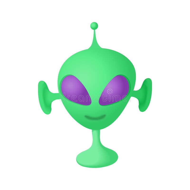Alien icon in cartoon style vector illustration