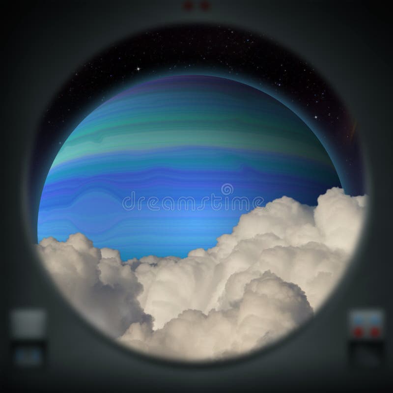 Alien blue gas giant planet as seen from a spaceship window. Alien planet as seen from a spaceship window. A gas giant type planet with clouds and space gas stock illustration Alien blue gas giant planet as seen from a spaceship window. Alien planet as seen from a spaceship window. A gas giant type planet with clouds and space gas stock illustration