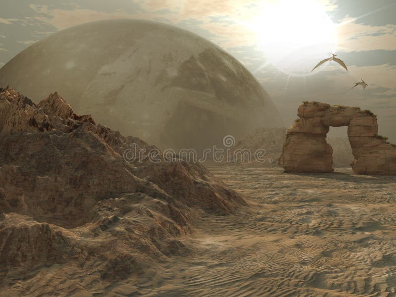 Alien planet desert stock illustration