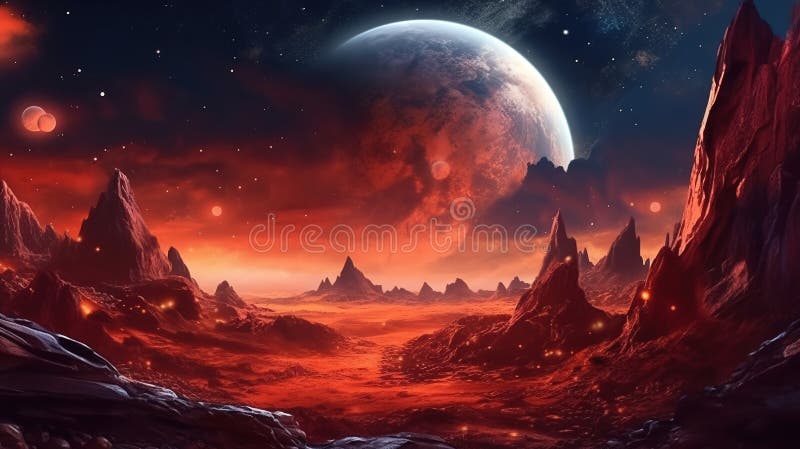 Alien planet with lava and magma. royalty free illustration