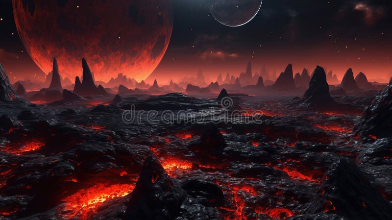 Alien planet with lava and magma. royalty free illustration