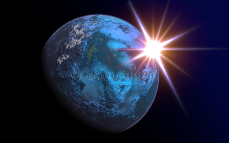 Alien planet up-close stock illustration