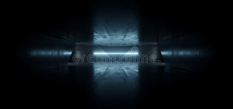 Alien Sci Fi donkerder, futuristisch, lege cementklinker, reflecterend op ondergrondse grunge Hall laserstraal Blauwe garage Nigh vector illustratie Alien Sci Fi donkerder, futuristisch, lege cementklinker, reflecterend op ondergrondse grunge Hall laserstraal Blauwe garage Nigh vector illustratie