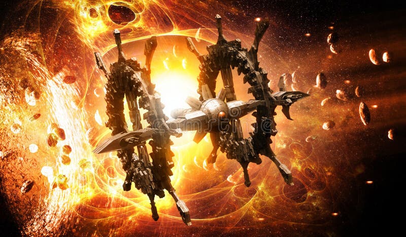 Alien spaceship warp vector illustration