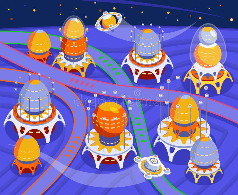 Aliens Colored Composition vector illustration