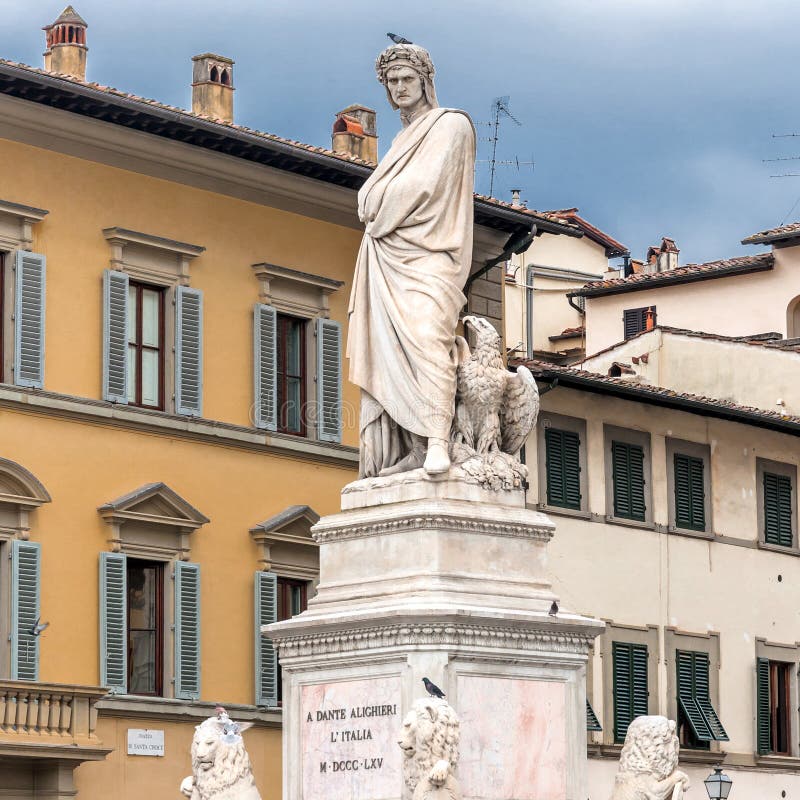 Statue of Dante Alighieri located in Santa Croce square in Florence, Italy. Statue of Dante Alighieri located in Santa Croce square in Florence, Italy