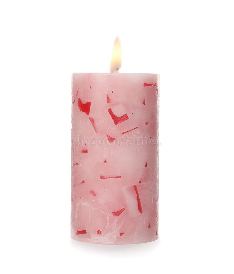 Alight Color Wax Candle on White Stock Photo Image of burning, object