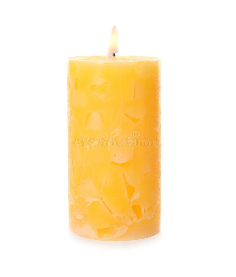 Alight Color Wax Candle on White Stock Photo Image of burning, object