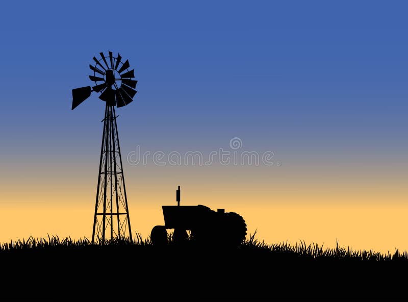 Alimentador de granja con el molino de viento ilustración del vector Alimentador de granja con el molino de viento ilustración del vector
