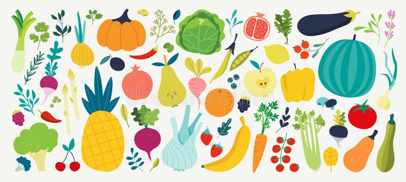 Alimenti colorati per vettori per il proprio design. illustrazione vettoriale