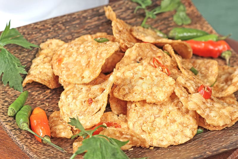 Crispy, spicy and fried tempeh, Indonesian food. Crispy, spicy and fried tempeh, Indonesian food