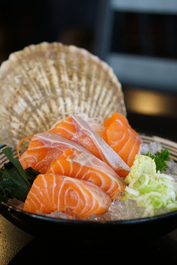 Alimento japonês - Salmon Sashimi fotografia de stock Alimento japonês - Salmon Sashimi fotografia de stock