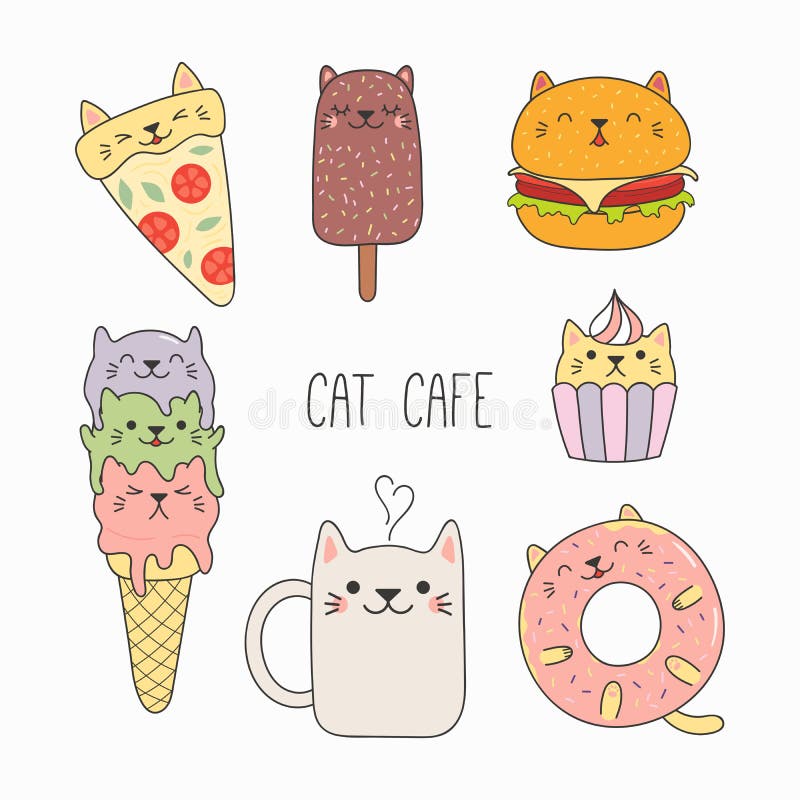 Alimento sveglio con le orecchie di gatto illustrazione di stock Alimento sveglio con le orecchie di gatto illustrazione di stock