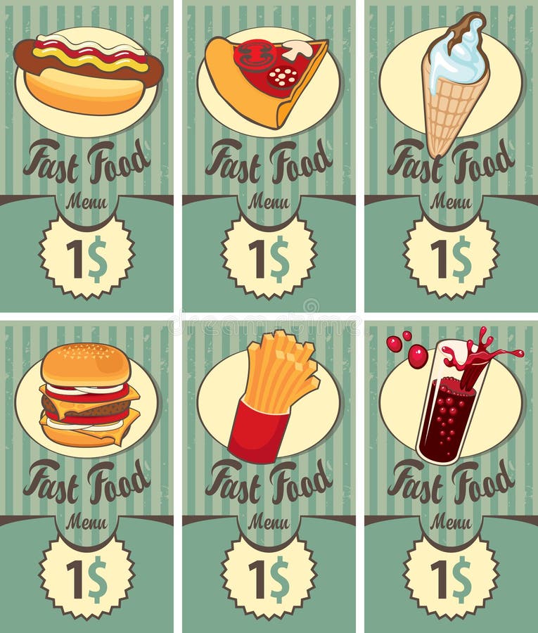 Alimentos de preparación rápida stock de ilustración Alimentos de preparación rápida stock de ilustración