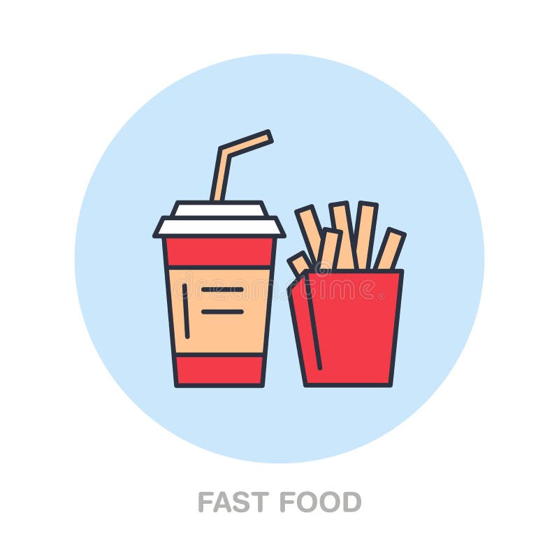 Aliments de préparation rapide, ligne icône de vecteur de casse-croûte Logo de nourriture de rue Illustration de soude et de frit illustration libre de droits Aliments de préparation rapide, ligne icône de vecteur de casse-croûte Logo de nourriture de rue Illustration de soude et de frit illustration libre de droits