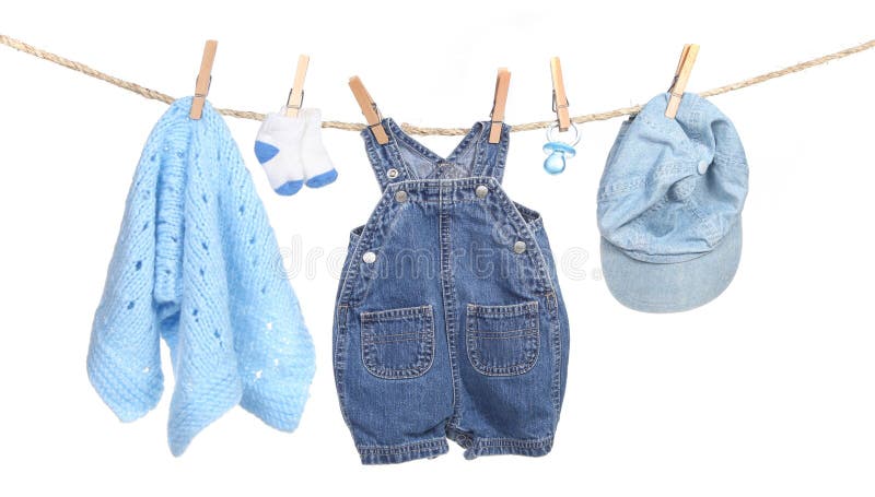 All Boy Clothing Hanging on a Clothesline Stock Image - Image of  clothespin, booties: 8159465