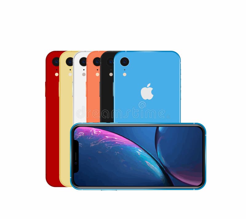 All colors IPhone XR on a white background. Iphone screen recording stock images, royalty-free photos and pictures