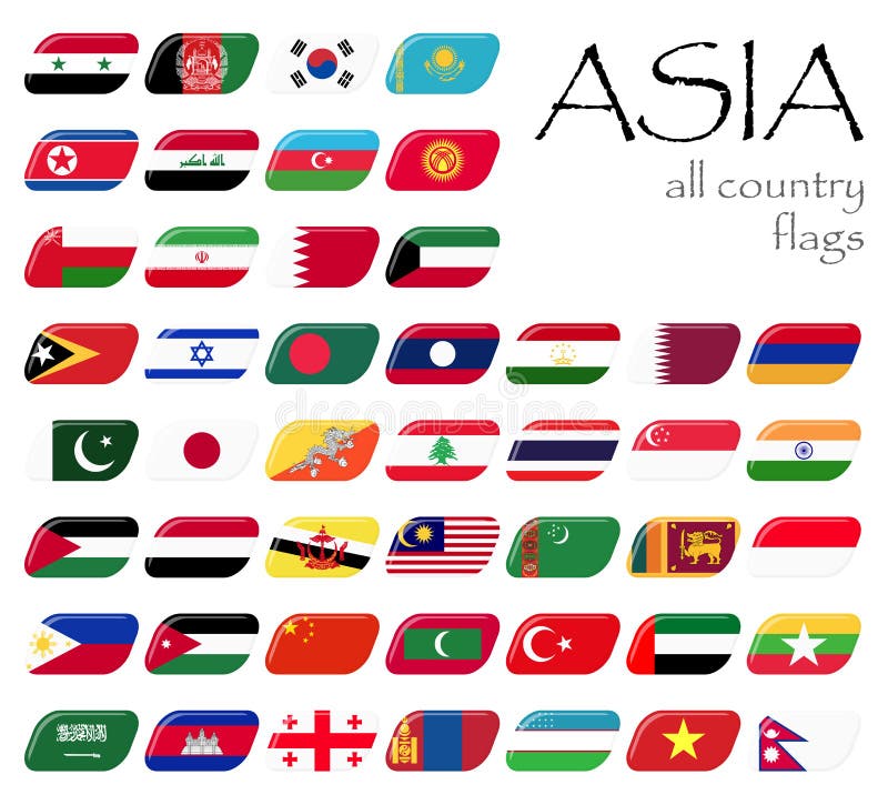 Asia Map With Country Flags