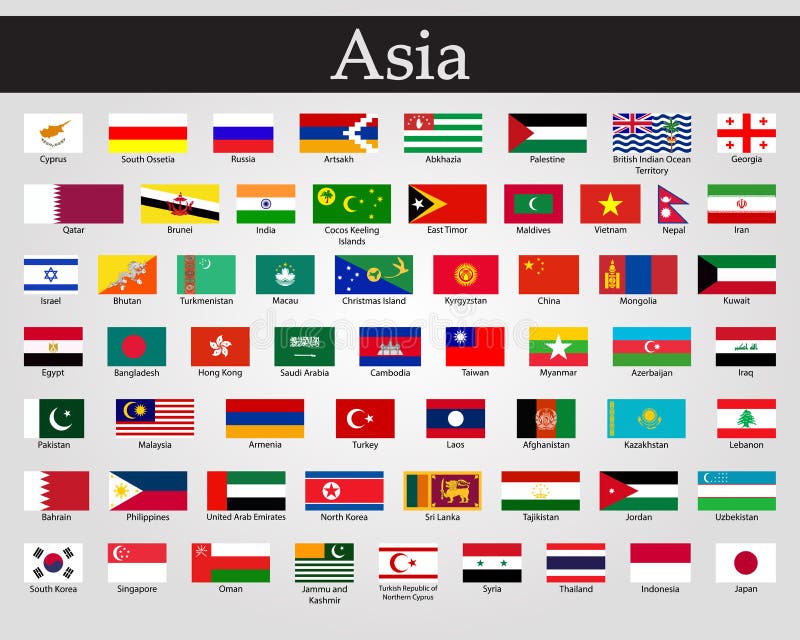 All flags of Asia. Vector illustration. World flags royalty free illustration All flags of Asia. Vector illustration. World flags royalty free illustration