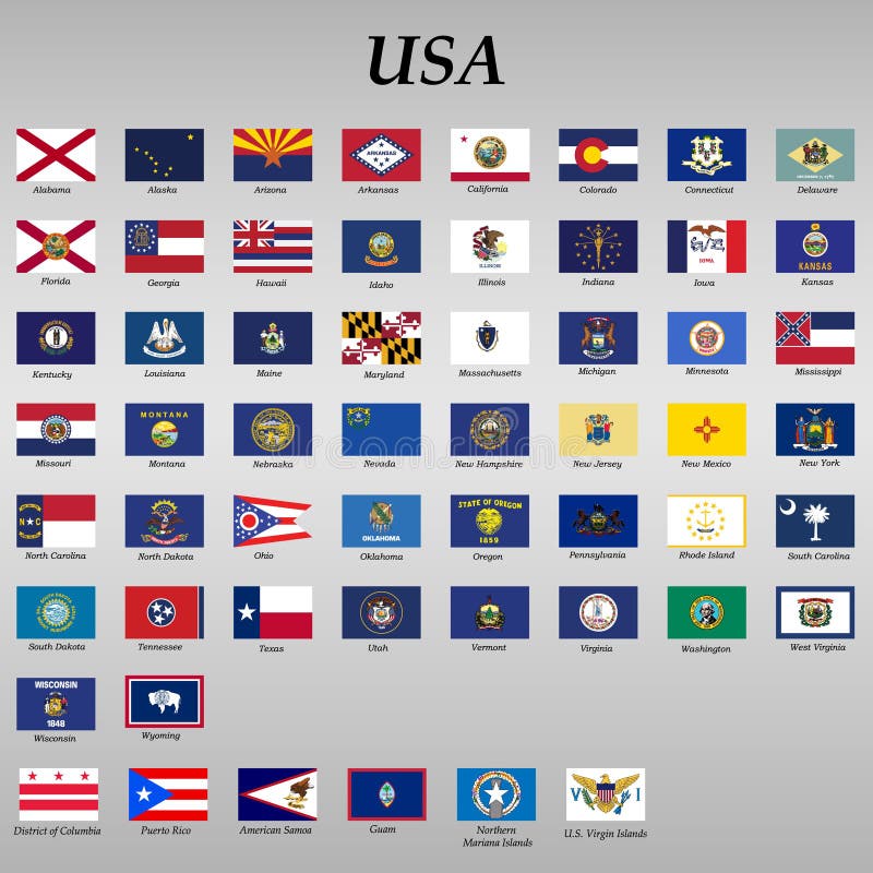 All Flags of States of the United States Stock Illustration ...