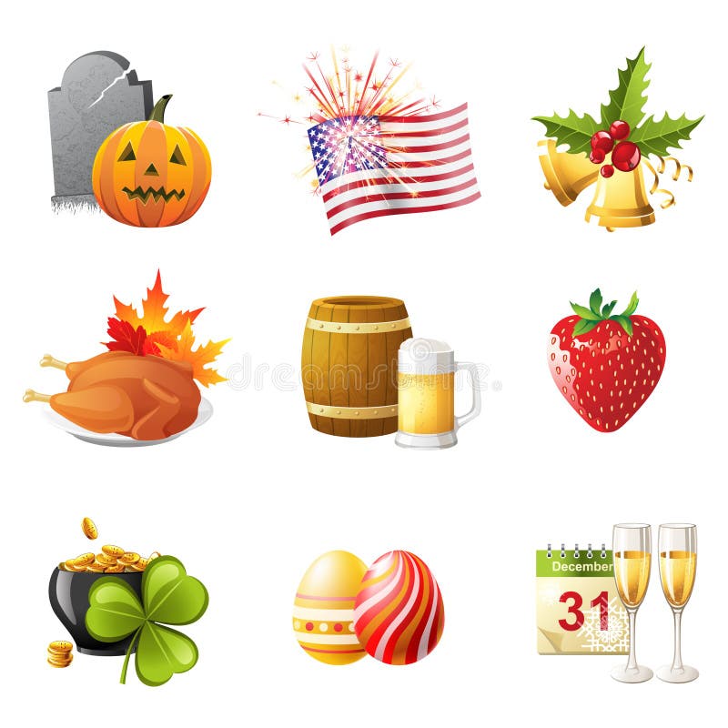 All holidays in 1 set - 9 highly detailed icons