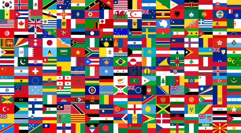 Flags Of The World With Icon Set Stock Illustration Illustration Of