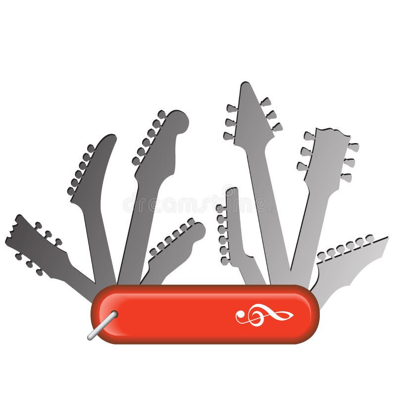 All Purpose Guitar Knife Music Design stock illustration