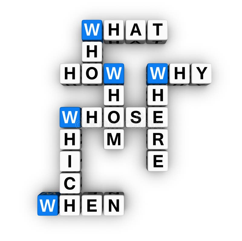 All question words crossword vector illustration All question words crossword vector illustration