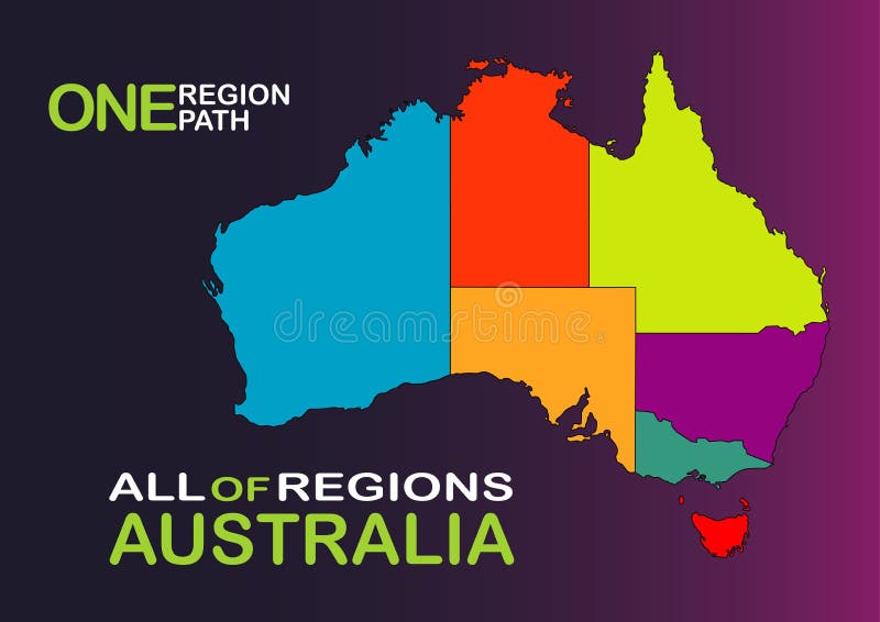 All Regions of Australia in One Map Stock Vector Illustration of